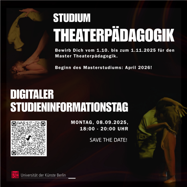 Flyer Studium MA Theaterpädagogik INFO 2025 Foto: Nhu Luu